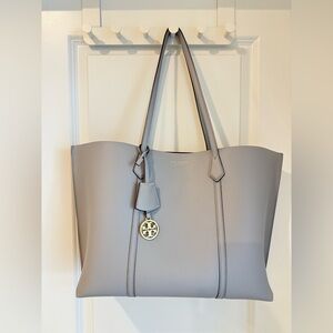 Tory Burch Perry Gray Triple Compartment Tote Bag